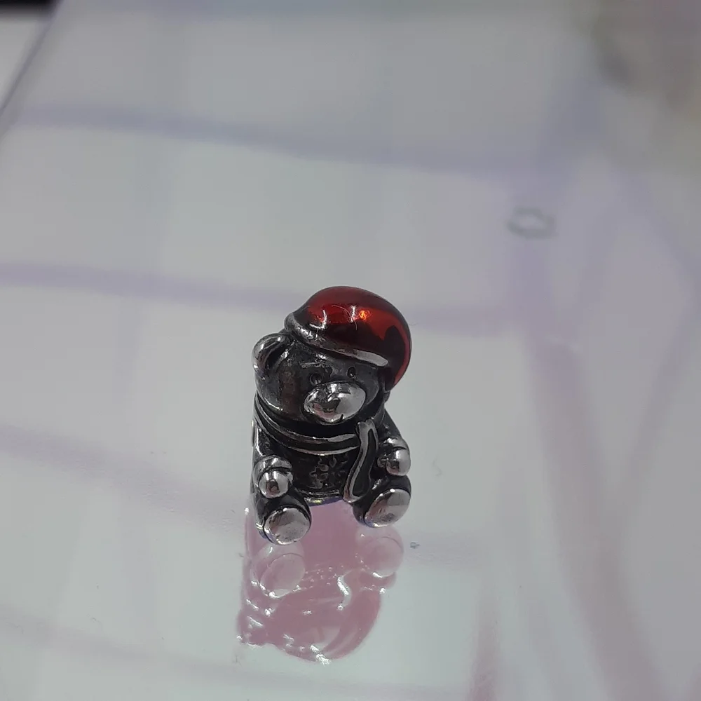 Pandora Sterling Silver and Red Enamel Santa Teddy Bear Charm - Picture 6 of 7